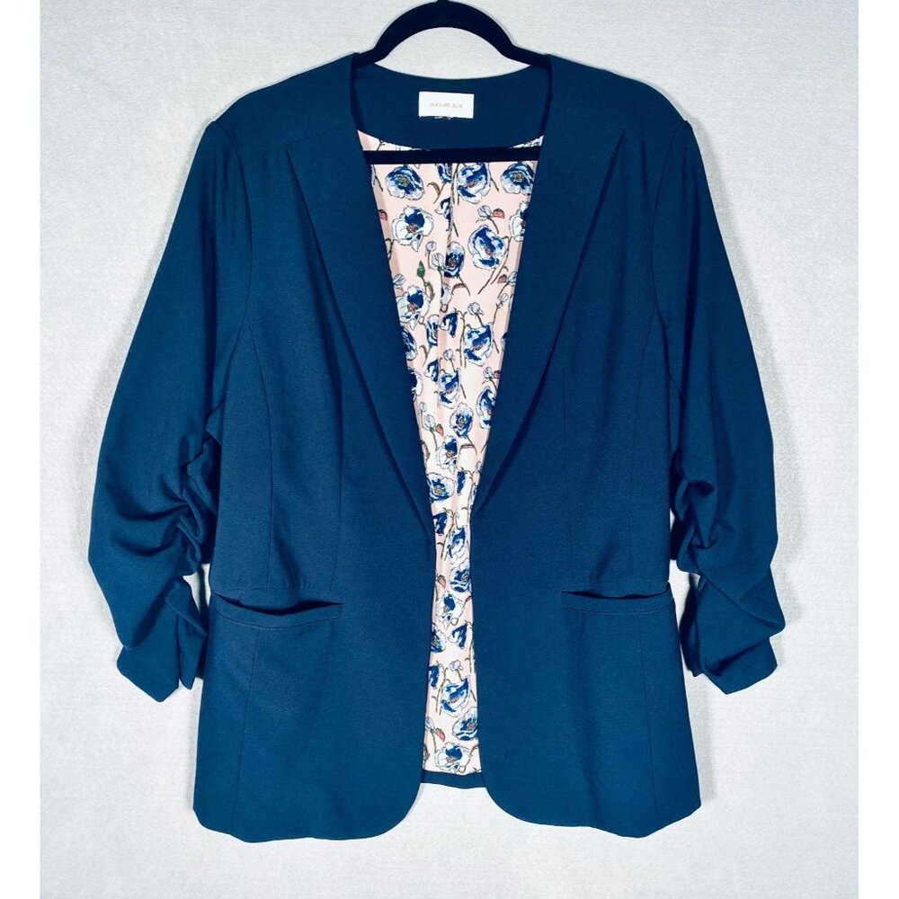 Women's Blue Blazer with Floral Lining